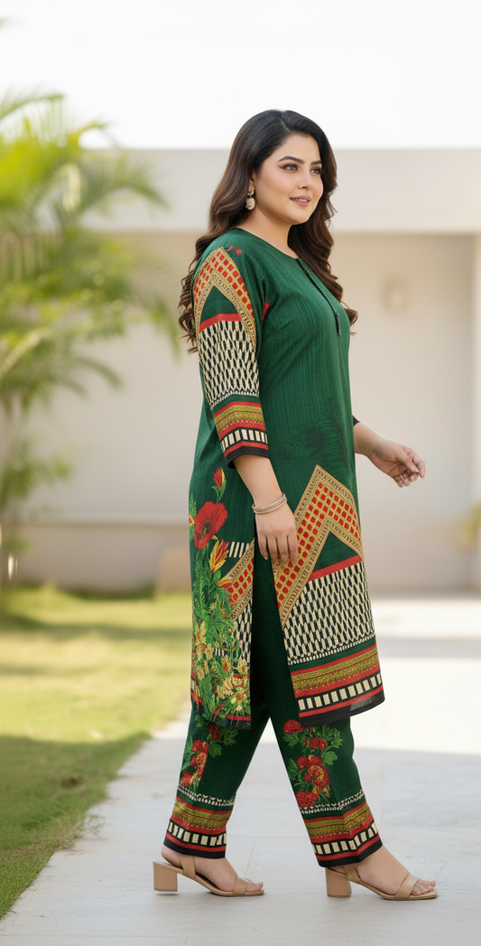 Stitched Printed Linen 2-Piece – Large Size (11)