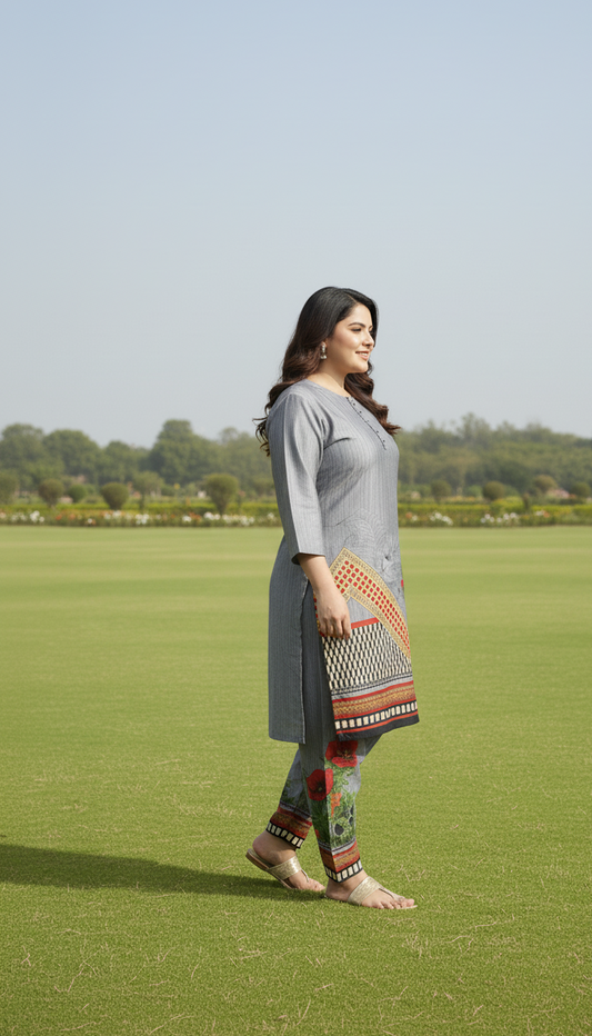 Stitched Printed Linen 2-Piece – Large Size (13)