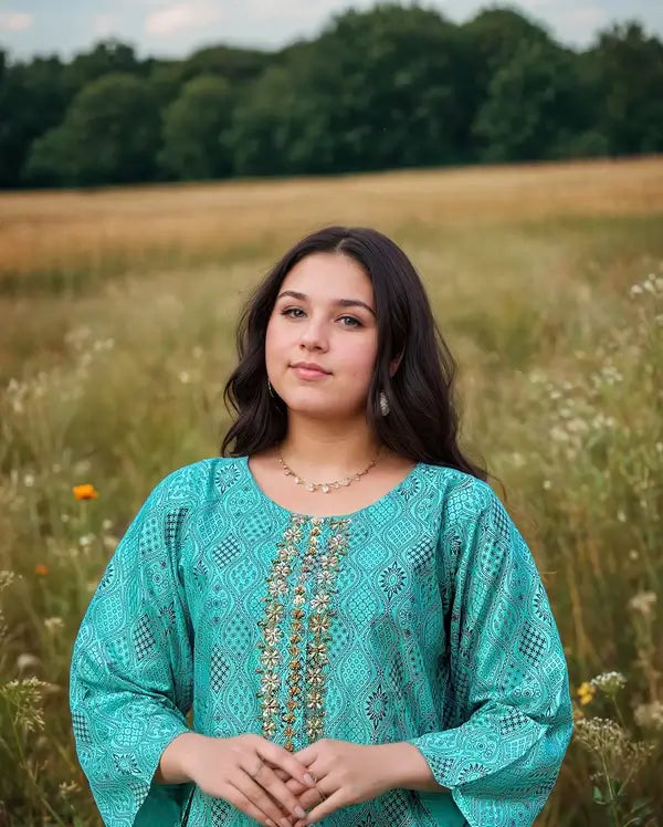 Linen 2-Piece with Handmade Neck Design