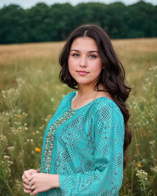 Linen 2-Piece with Handmade Neck Design