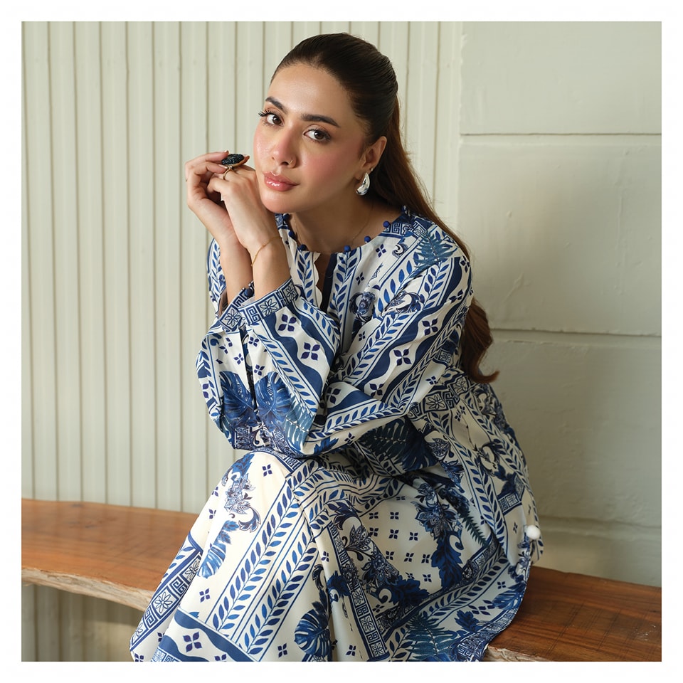 Luxury Printed Silk 2-Piece Dress - Stitched