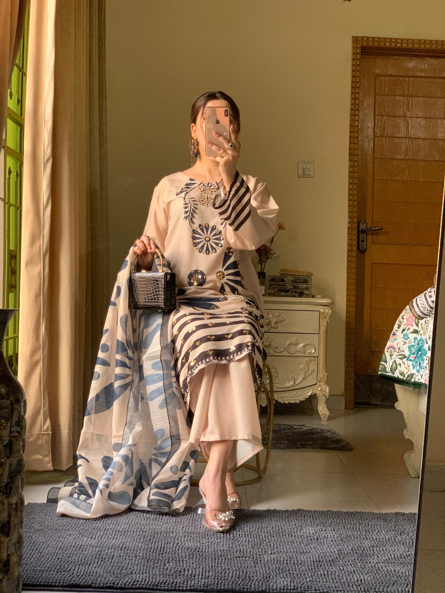 Huria Opulence Longline Stitched Silken Lawn 3-Piece Collection