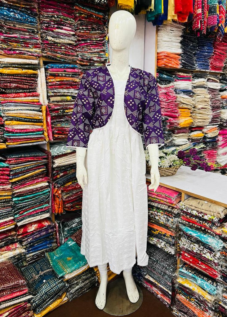 Rooh-e-Rang Long Frock With Jacket Lawn (purple)
