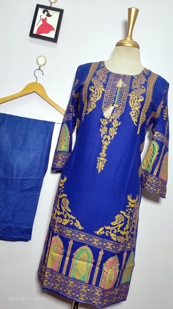 Classy Summer Arabic Lenan 2-Piece Suit (Royal Blue) (52)