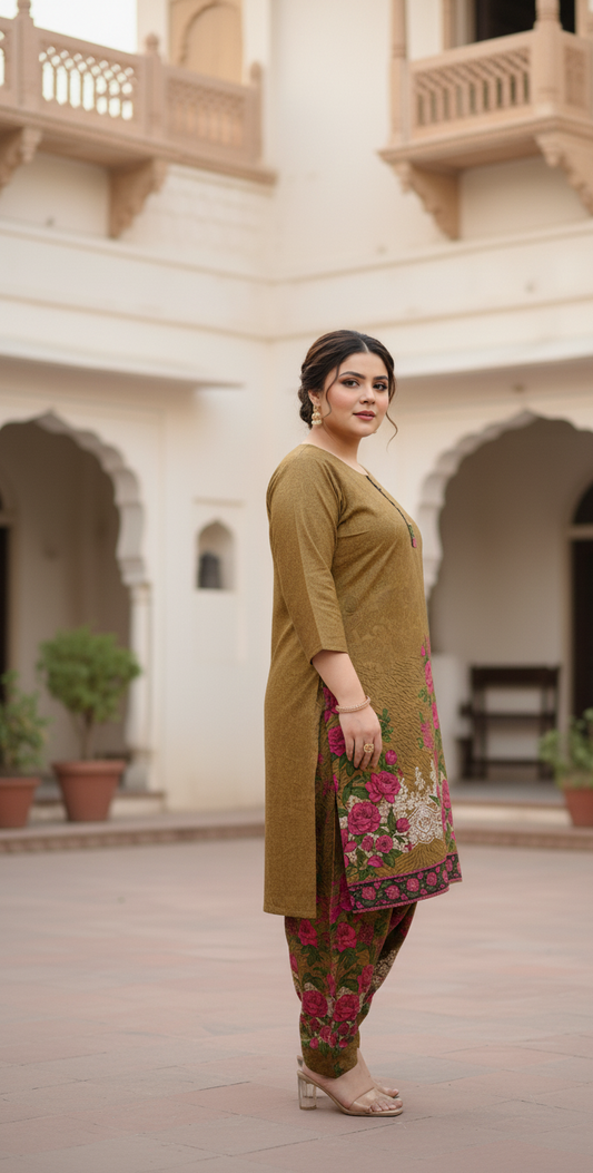 Stitched Printed Linen 2-Piece – Large Size (5)