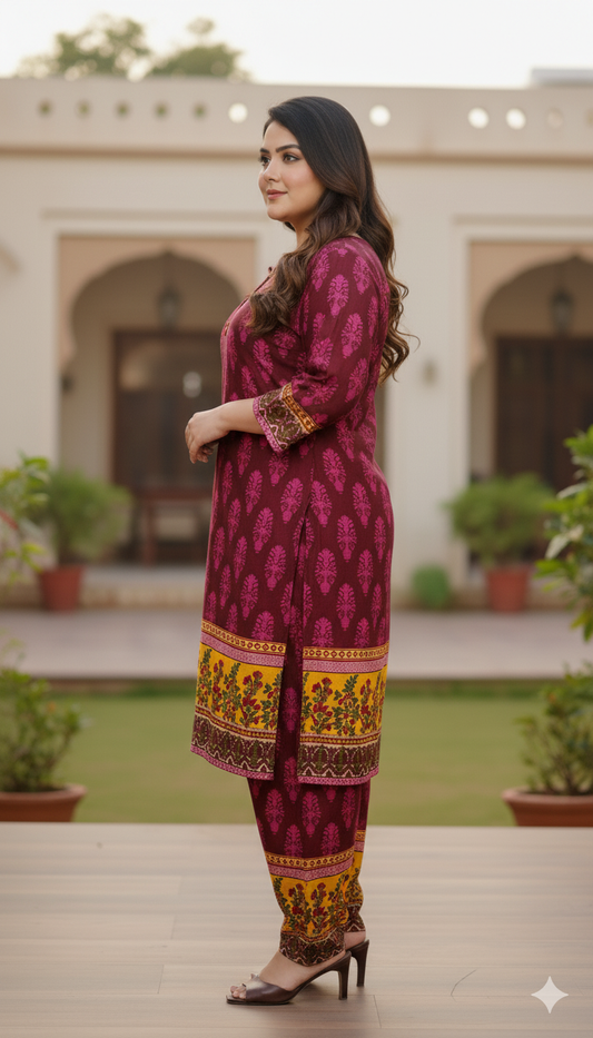 Stitched Printed Linen 2-Piece – Large Size (2)