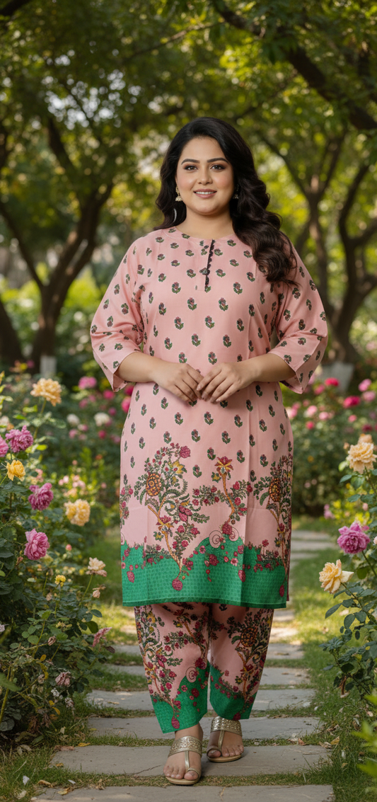 Stitched Printed Linen 2-Piece – Large Size (4)