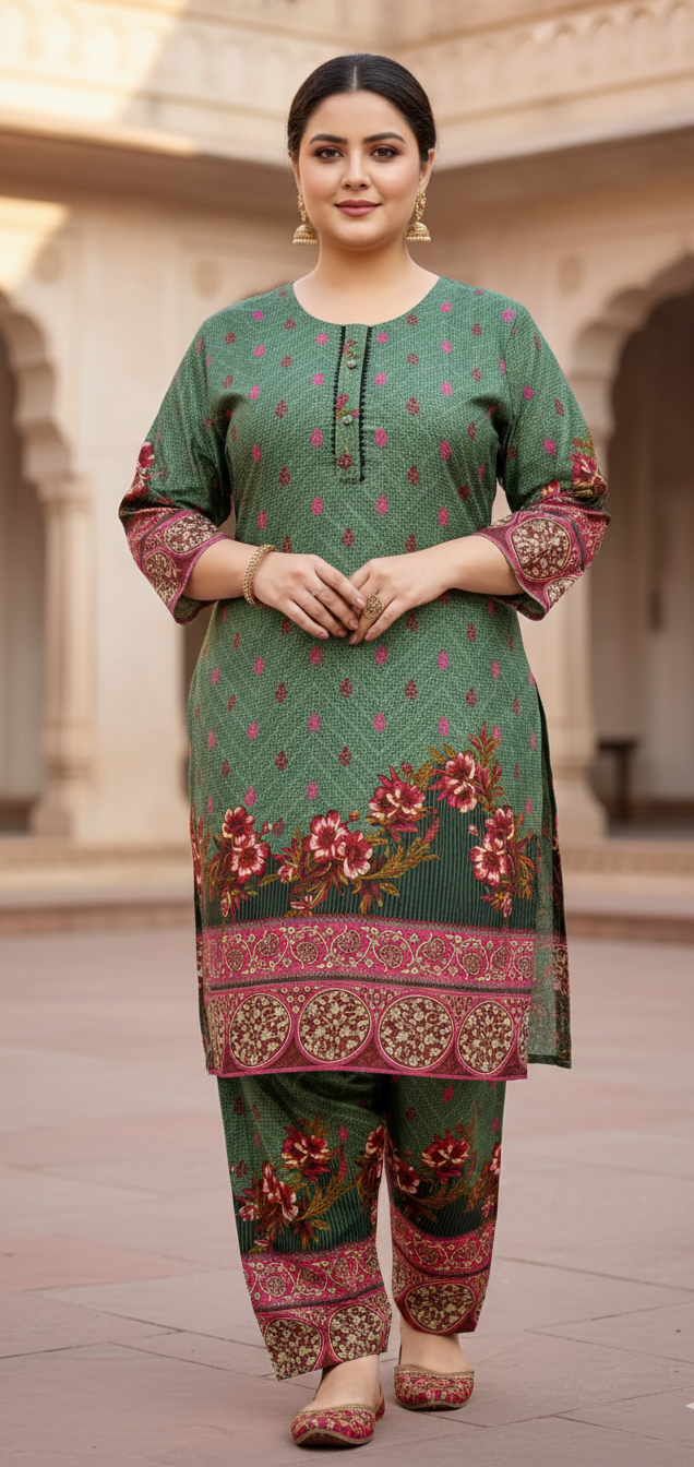 Stitched Printed Linen 2-Piece – Large Size (8)