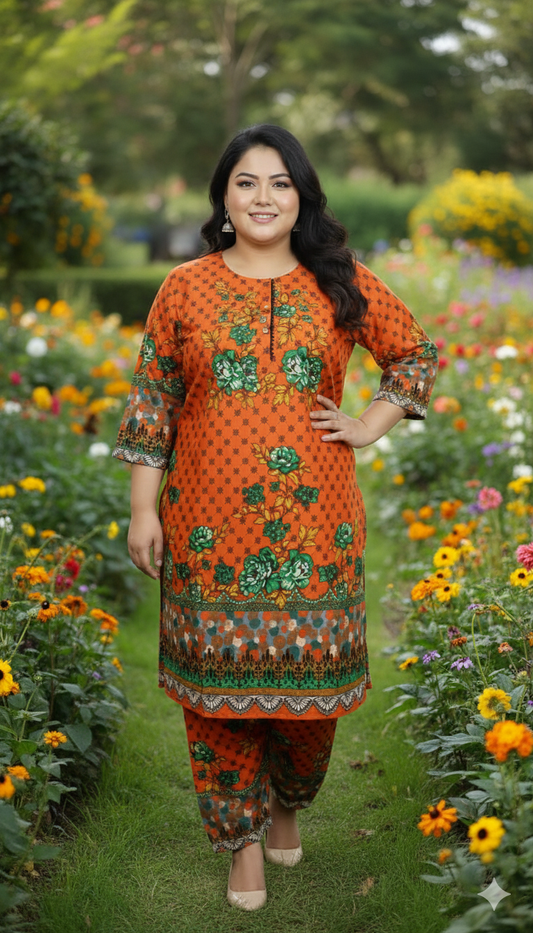 Stitched Printed Linen 2-Piece – Large Size (1)