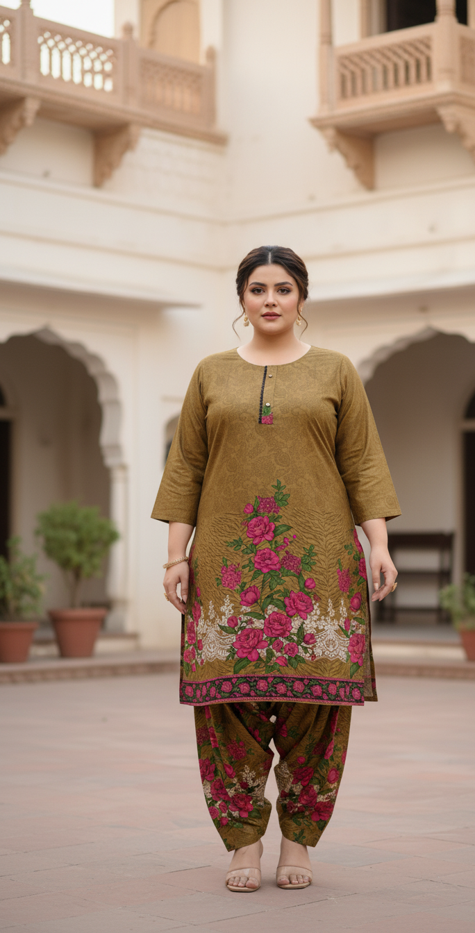 Stitched Printed Linen 2-Piece – Large Size (5)