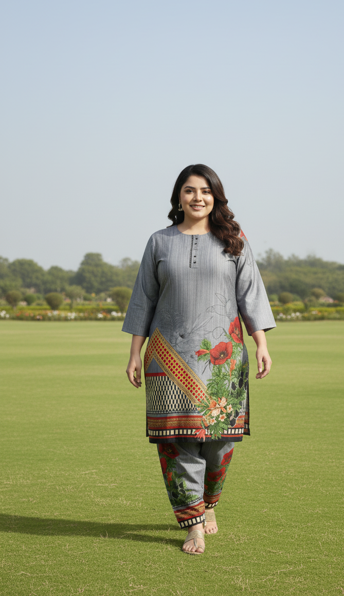 Stitched Printed Linen 2-Piece – Large Size (13)