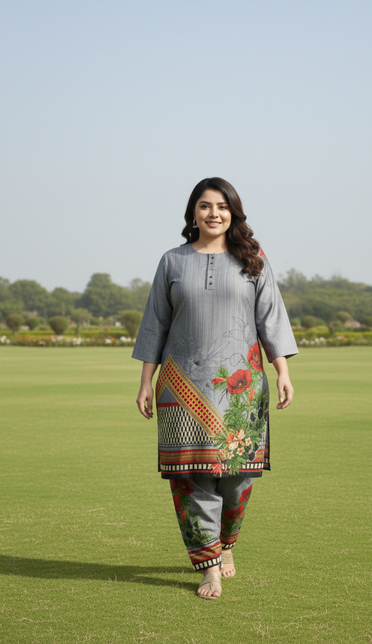 Stitched Printed Linen 2-Piece – Large Size (13)