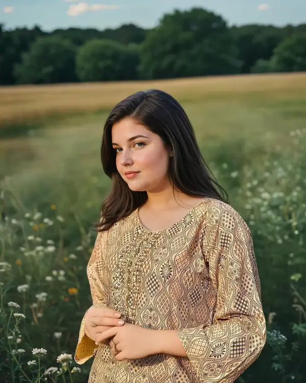 Linen 2-Piece with Handmade Neck Design