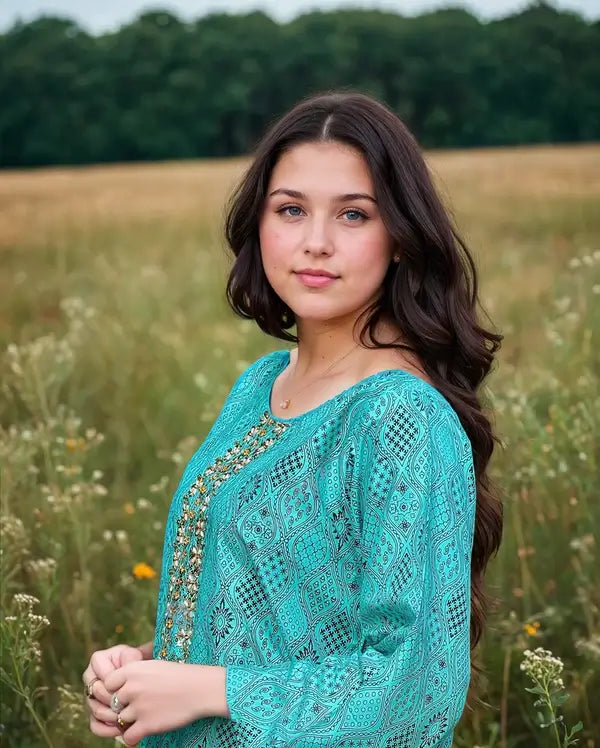 Linen 2-Piece with Handmade Neck Design