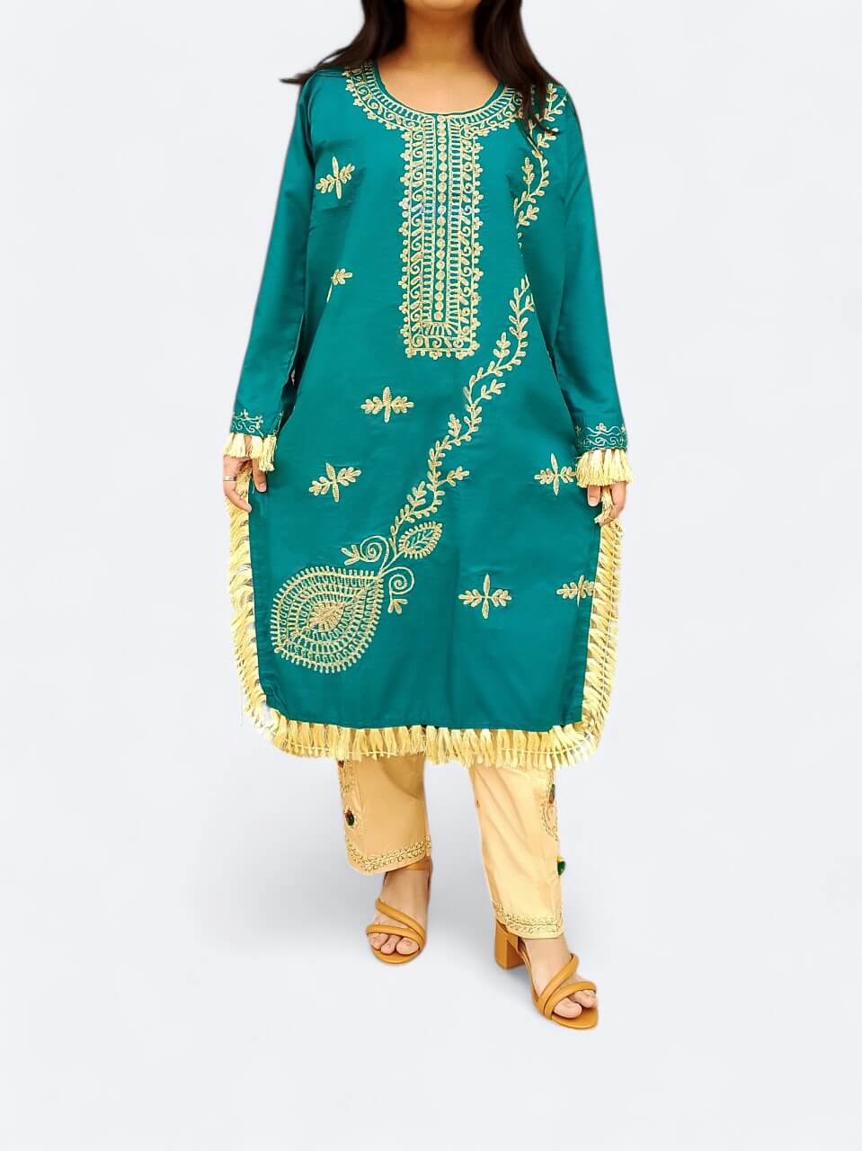 Premium Black Embroidered Shirt & Trouser Set for Women