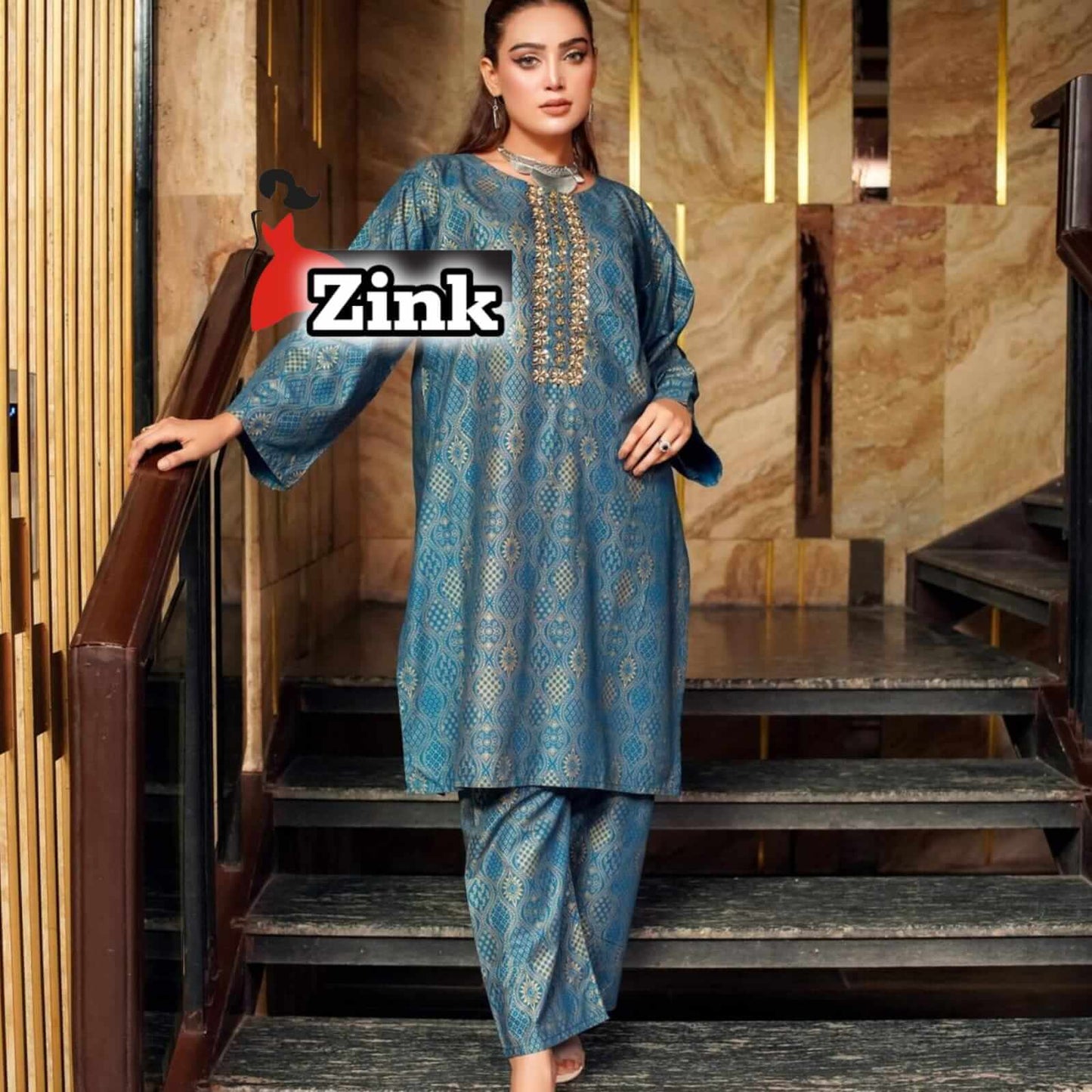 Linen 2-Piece with Handmade Neck Design