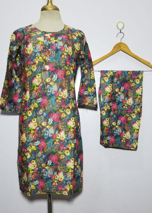 Vibrant Digital Lawn 2-Piece Suit for Women