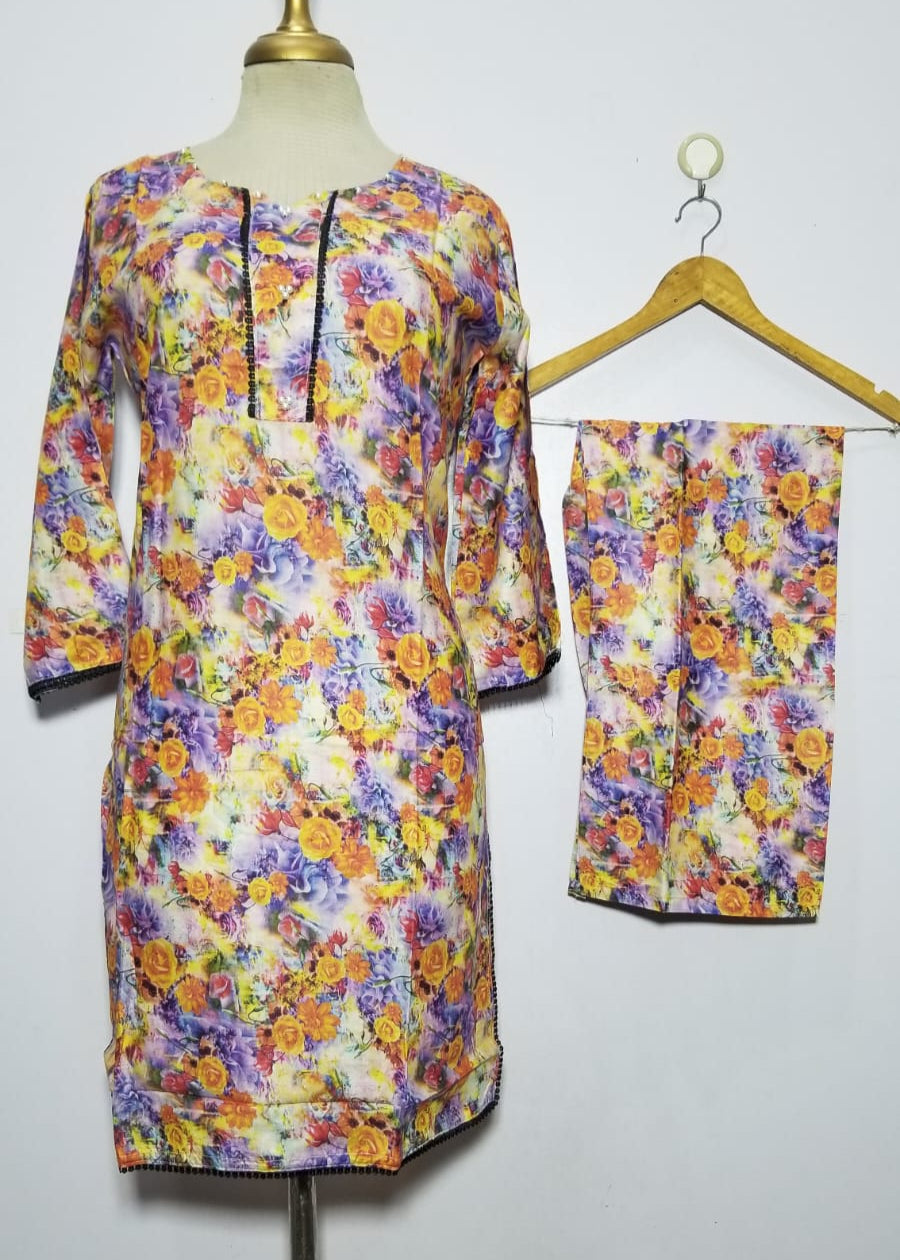 Vibrant Digital Lawn 2-Piece Suit for Women