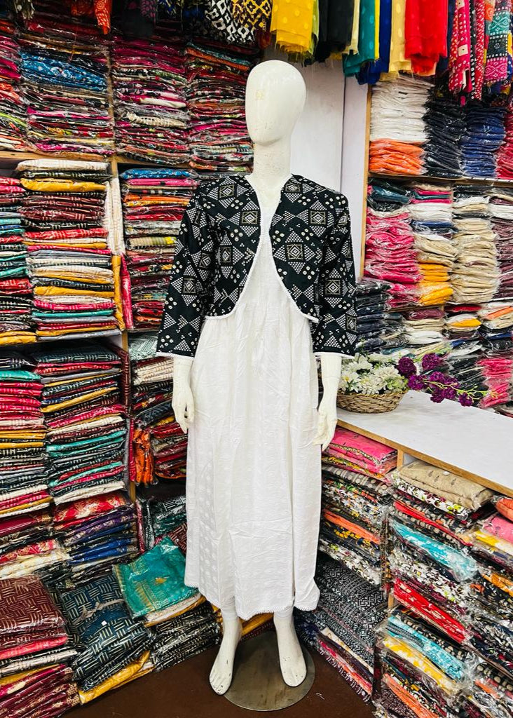 Rooh-e-Rang Long Frock With Jacket Lawn (black)