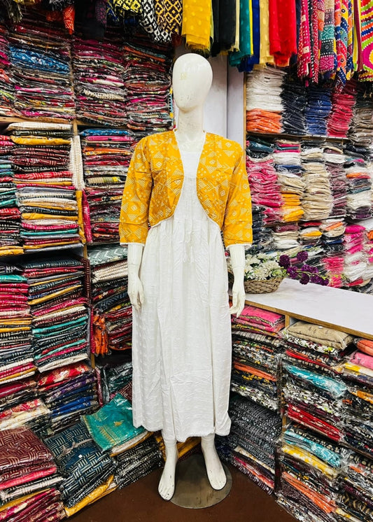 Rooh-e-Rang Long Frock With Jacket Lawn (musturd)
