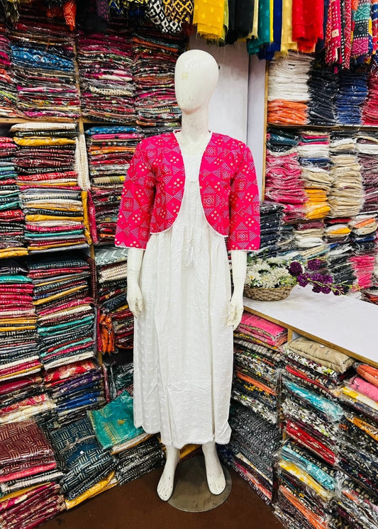 Rooh-e-Rang Long Frock With Jacket Lawn (pink)