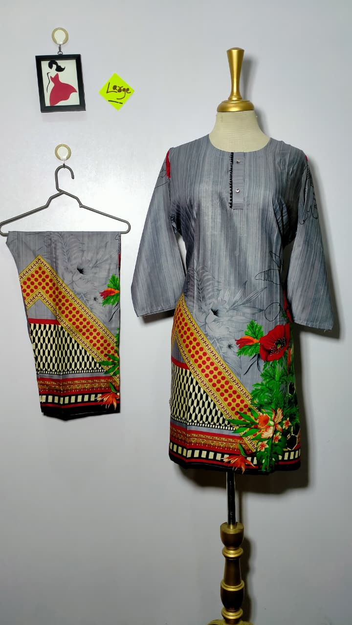 Stitched Printed Linen 2-Piece – Large Size (13)