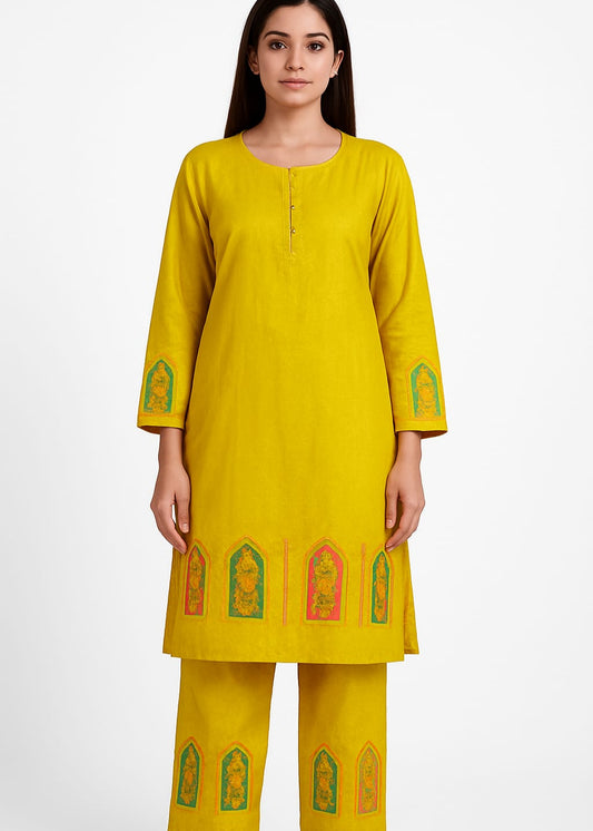 Classy Summer Arabic Lenan 2-Piece Suit (Olive) (78)