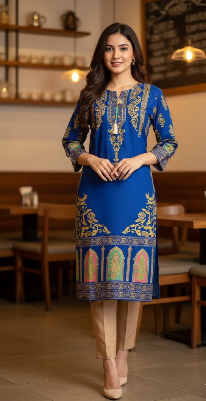 Classy Summer Arabic Lenan 2-Piece Suit (Royal Blue) (52)